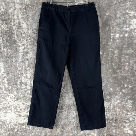 LL Bean Petite Size 8 Classic Fit Flat Front Straight Leg Chino Pants Navy ZIp - Picture 1 of 12